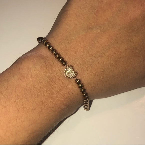 MICHAEL Kors Rose Gold Tone Adjustable Bolo Bracelet w Heart & Ball Beads OS - Picture 4 of 4